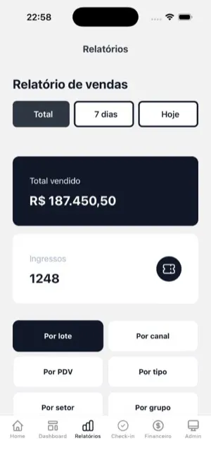 Clube do Ingresso — Produtor — tela 2