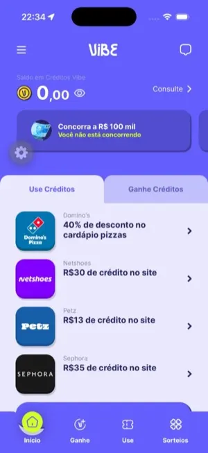 Créditos Vibe — tela 2